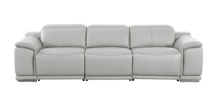 DivanItalia 9762 3-Piece Modular Power Reclining Sofa with 3 Power Recliners in Top Grain Italian Leather - Light Gray