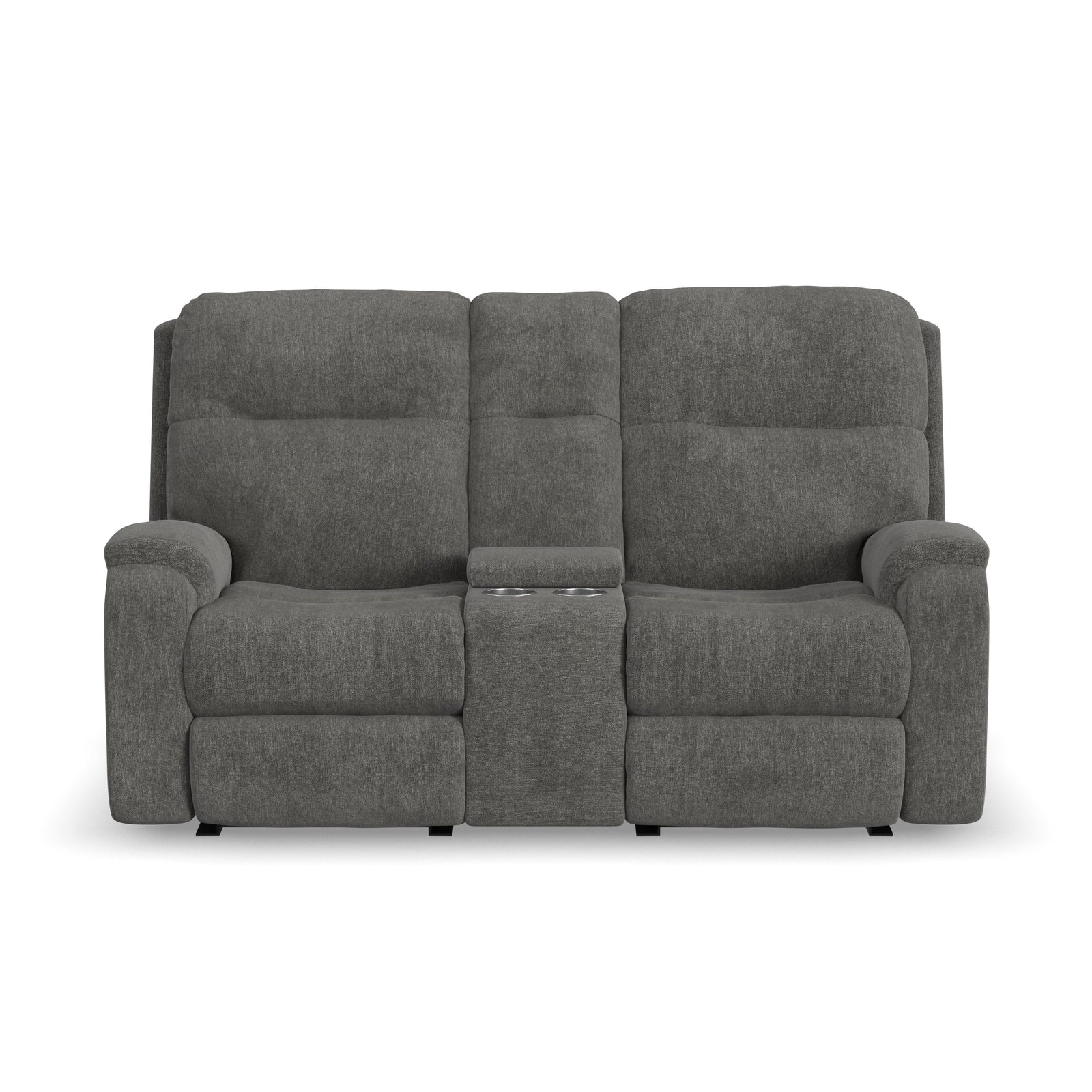 Penn  Power Reclining Loveseat With Console & Power Headrests & Lumbar  Dark Gray