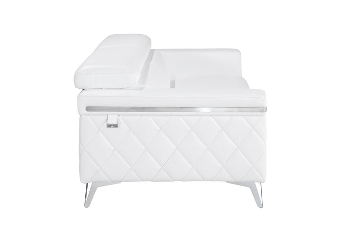 DivanItalia 1140 Sofa with Adjustable Headrest in Top-Grain Italian Leather - White