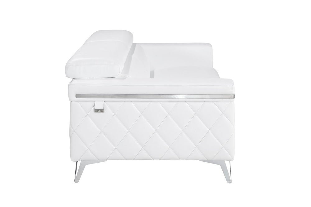 DivanItalia 1140 Sofa with Adjustable Headrest in Top-Grain Italian Leather - White