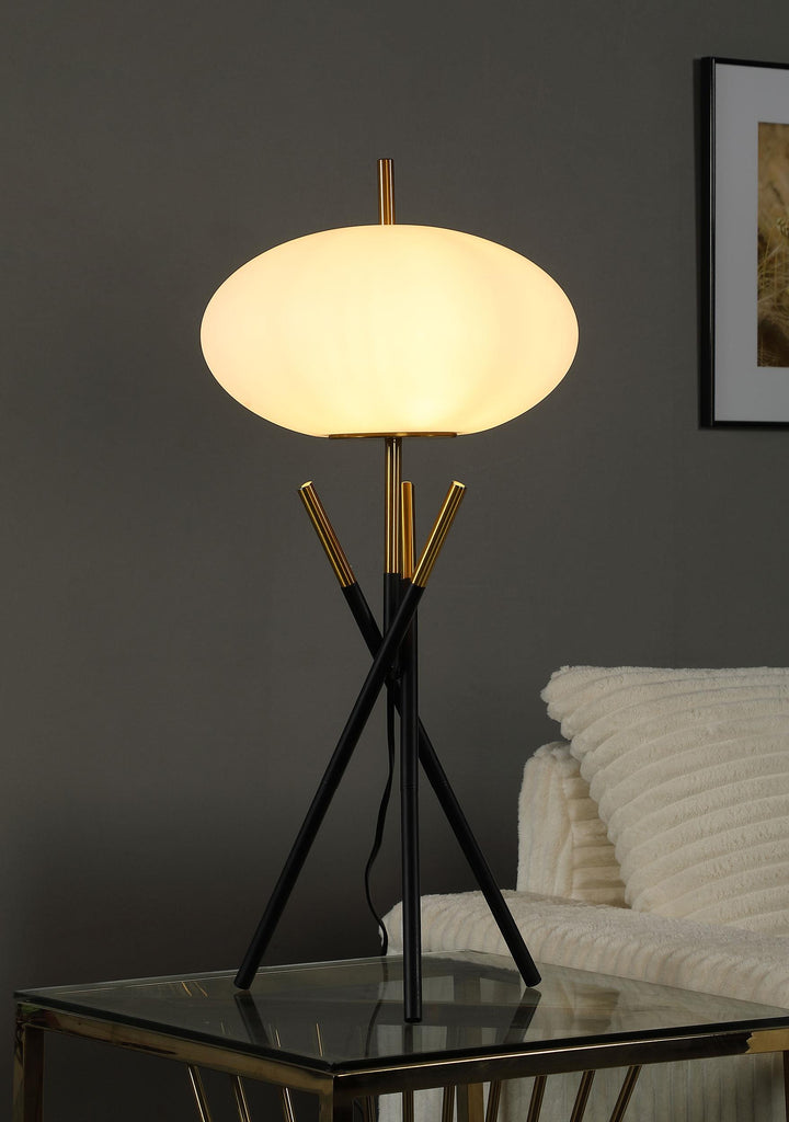 Coaster Furniture 920090 Layton White Orb Shade Tripod Table Lamp Black