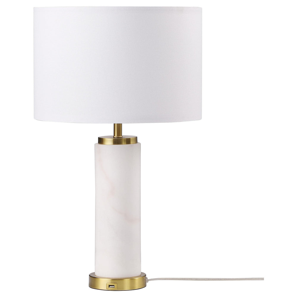 Coaster Furniture 920208 Lucius 25-inch Drum Shade Marble Body Table Lamp White