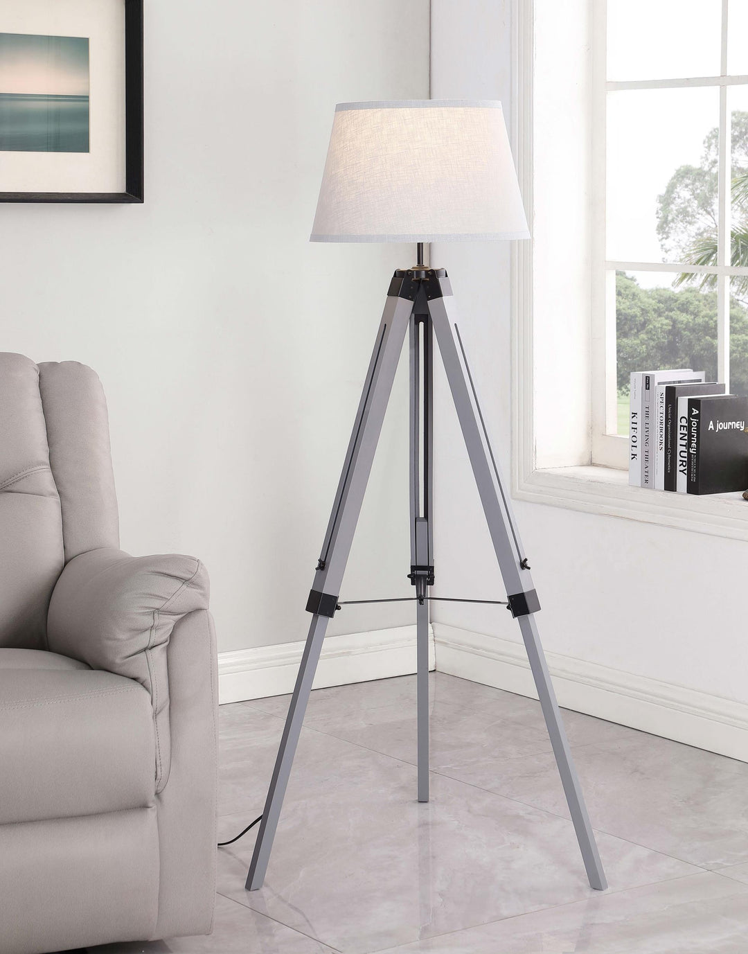 Coaster Furniture 920212 Dayton 56-inch Empire Shade Metal Tripod Floor Lamp Grey