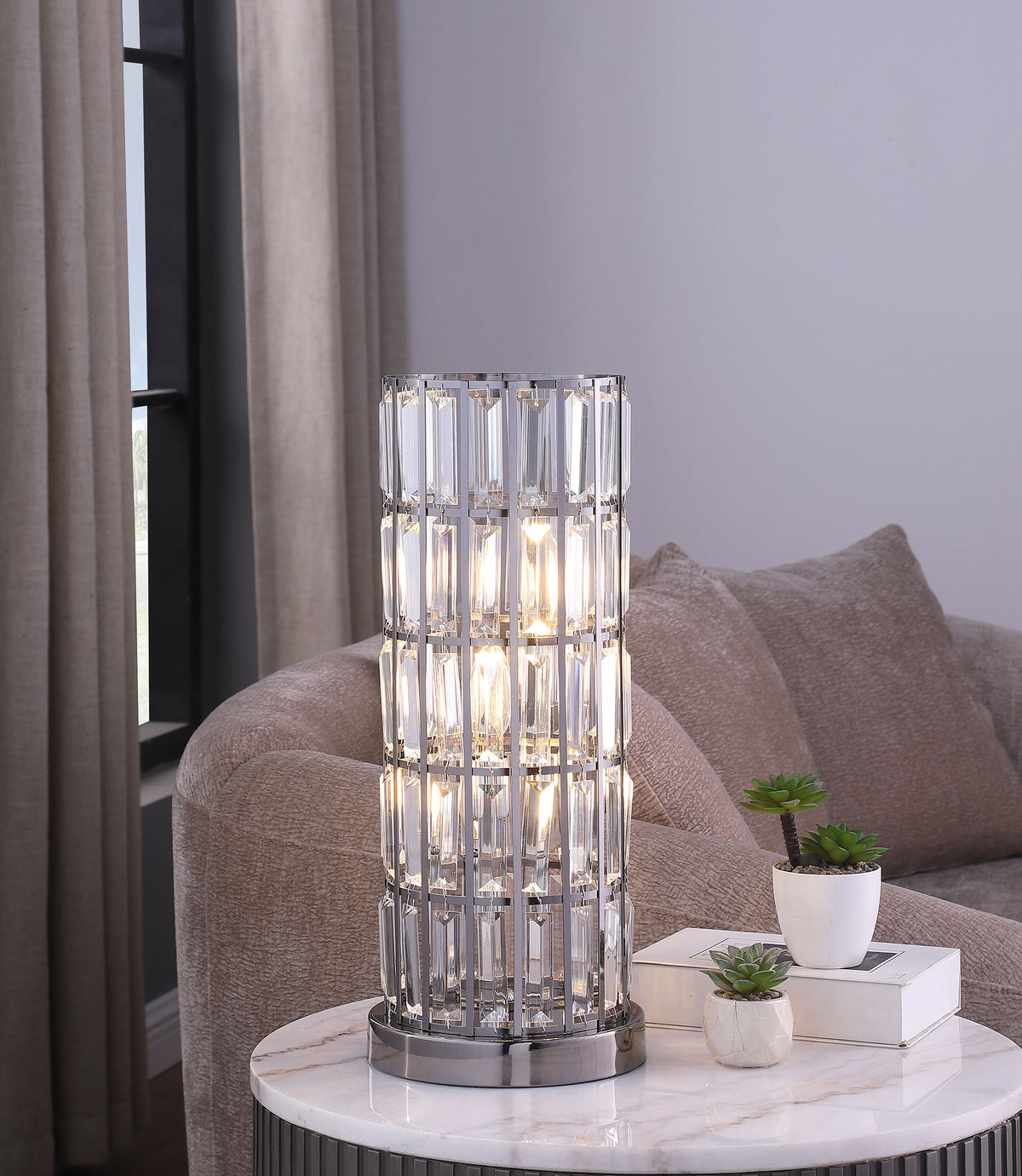 Wanda - Crystal Shade Bedside Table Lamp - Black