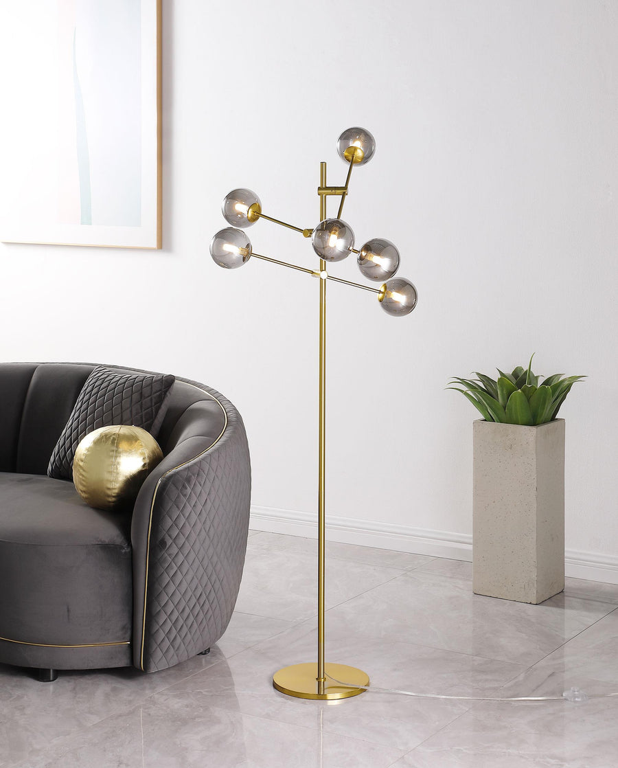 Coaster Furniture 920248 Exline 62-inch Molecular Smoked Orb Metal Floor Lamp Gold