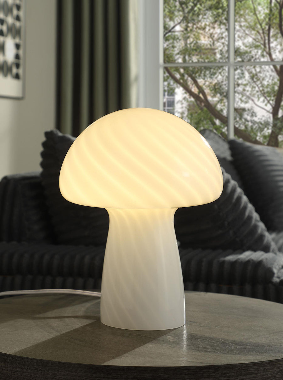 Coaster Furniture 920249 Kanaby Mushroom Shaped Glass Bedside Table Lamp White