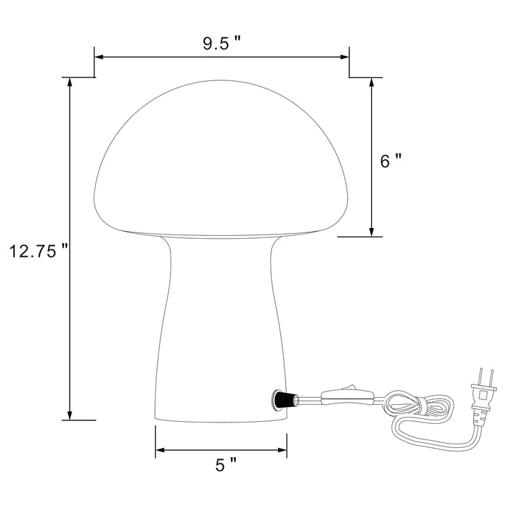 Kanaby - Mushroom Shaped Glass Bedside Table Lamp - White