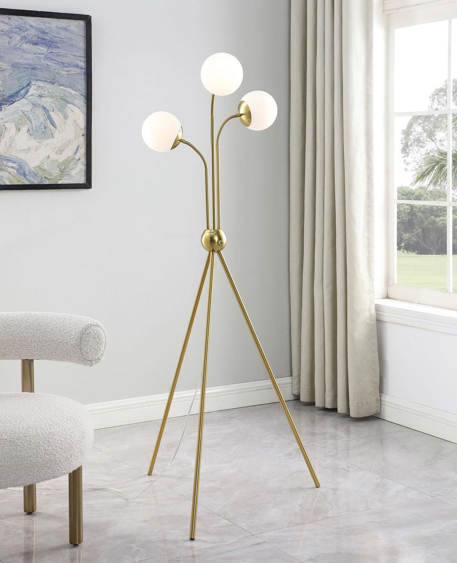 Coaster Furniture 920293 Miley 66-inch Spherical Bulb Tripod Tree Floor Lamp Gold