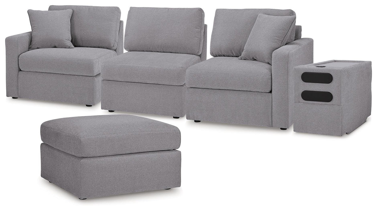 Modmax 4-Piece Sectional and Ottoman - Granite (1)