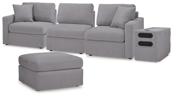 Modmax 4-Piece Sectional and Ottoman - Granite (1)