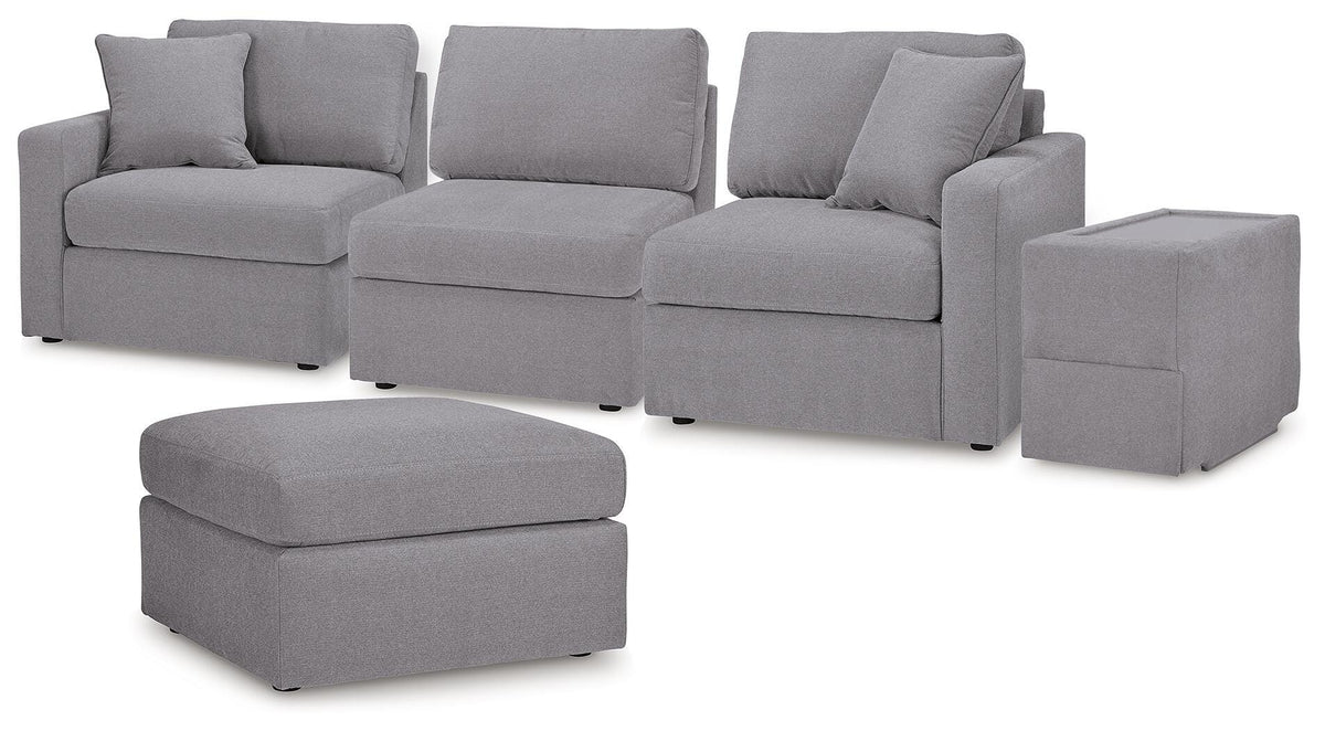 Modmax 4-Piece Sectional and Ottoman - Granite (1)
