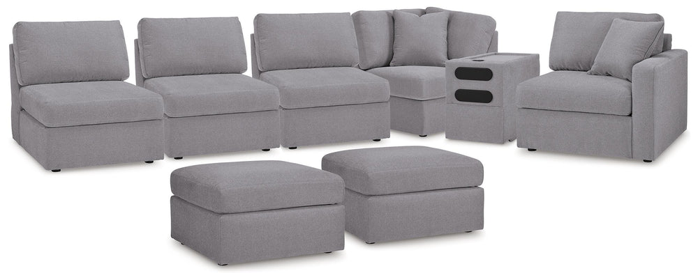 Modmax 6-Piece Sectional and 2 Ottomans - Granite (1)