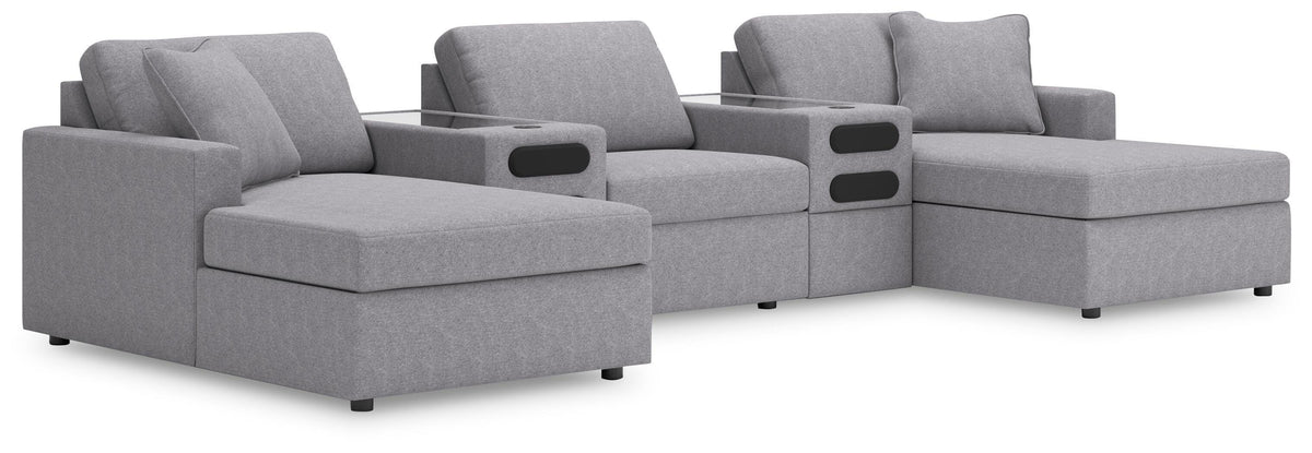 Modmax 5-Piece Sectional with Chaise and Audio Console - Granite (1)