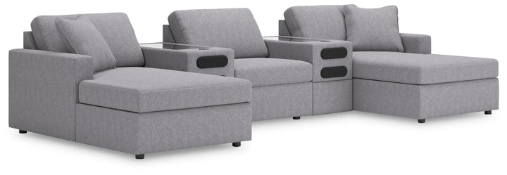 Modmax 5-Piece Sectional with Chaise and Audio Console - Granite (1)