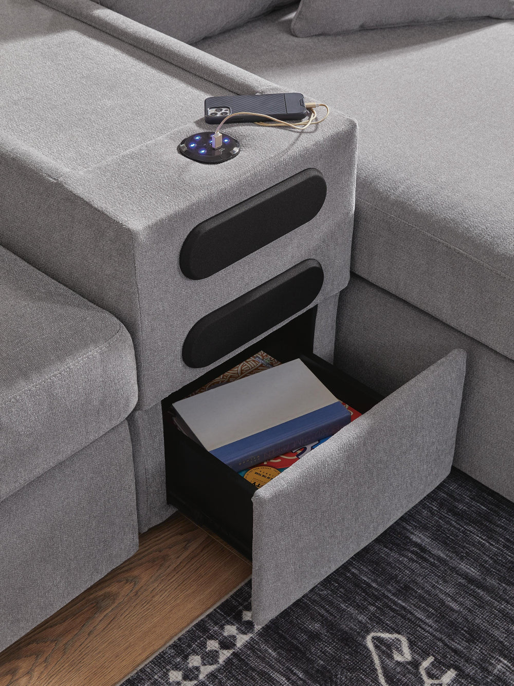 Modmax 6-Piece Sectional and Oversized Accent Ottoman - Granite (24)