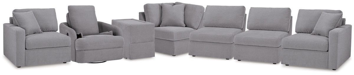 Modmax 6-Piece Sectional and Swivel Glider Recliner - Granite (1)