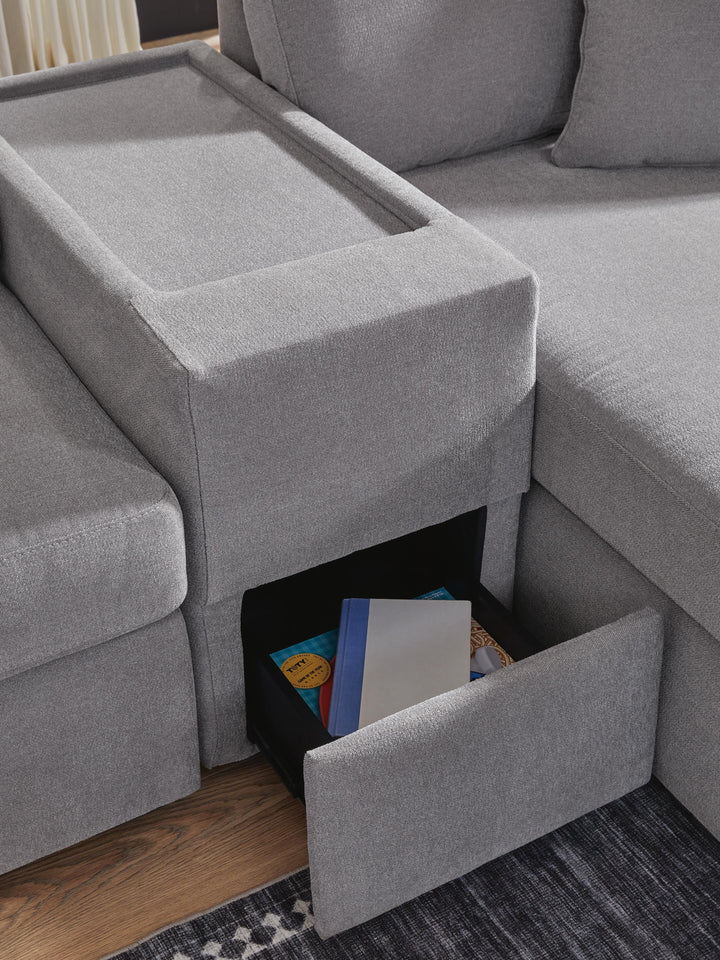 Modmax 6-Piece Sectional with Chaise and Ottoman - Granite (20)