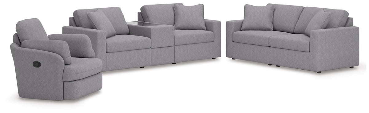 Modmax 3-Piece Sectional Sofa, 2-Piece Sectional Loveseat and Swivel Glider Recliner - Granite (1)