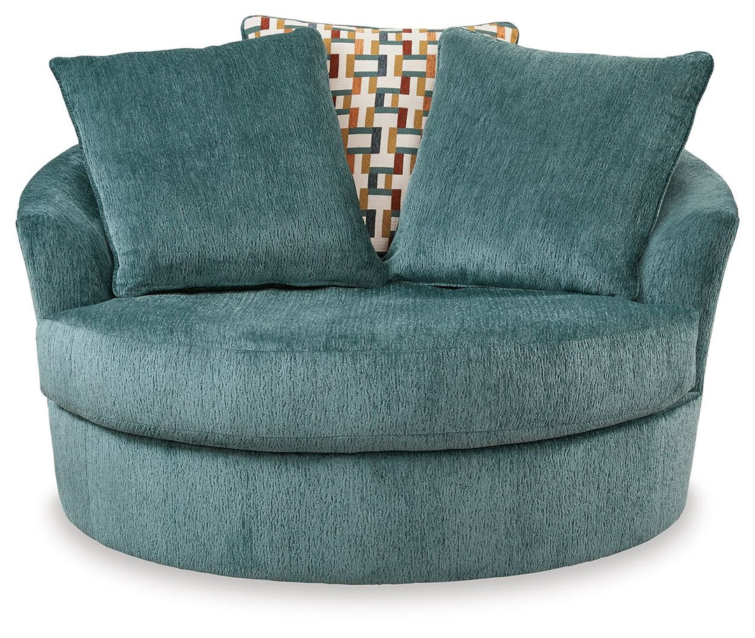 Laylabrook - Oversized Swivel Accent Chair - Teal