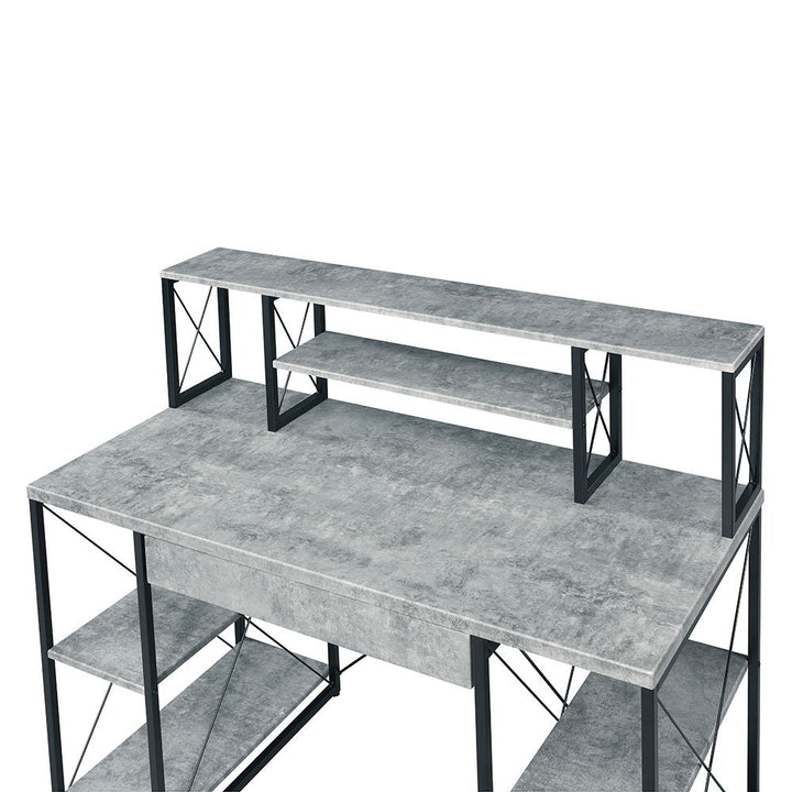 Amiel - Writing Desk - Faux Concrete & Black