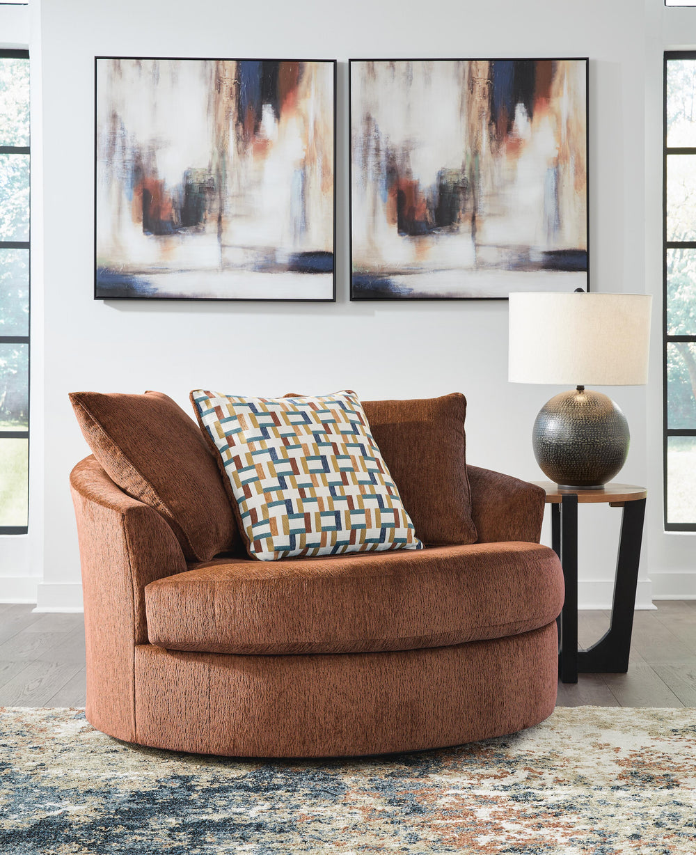 Laylabrook Oversized Swivel Accent Chair - Light Brown (2)