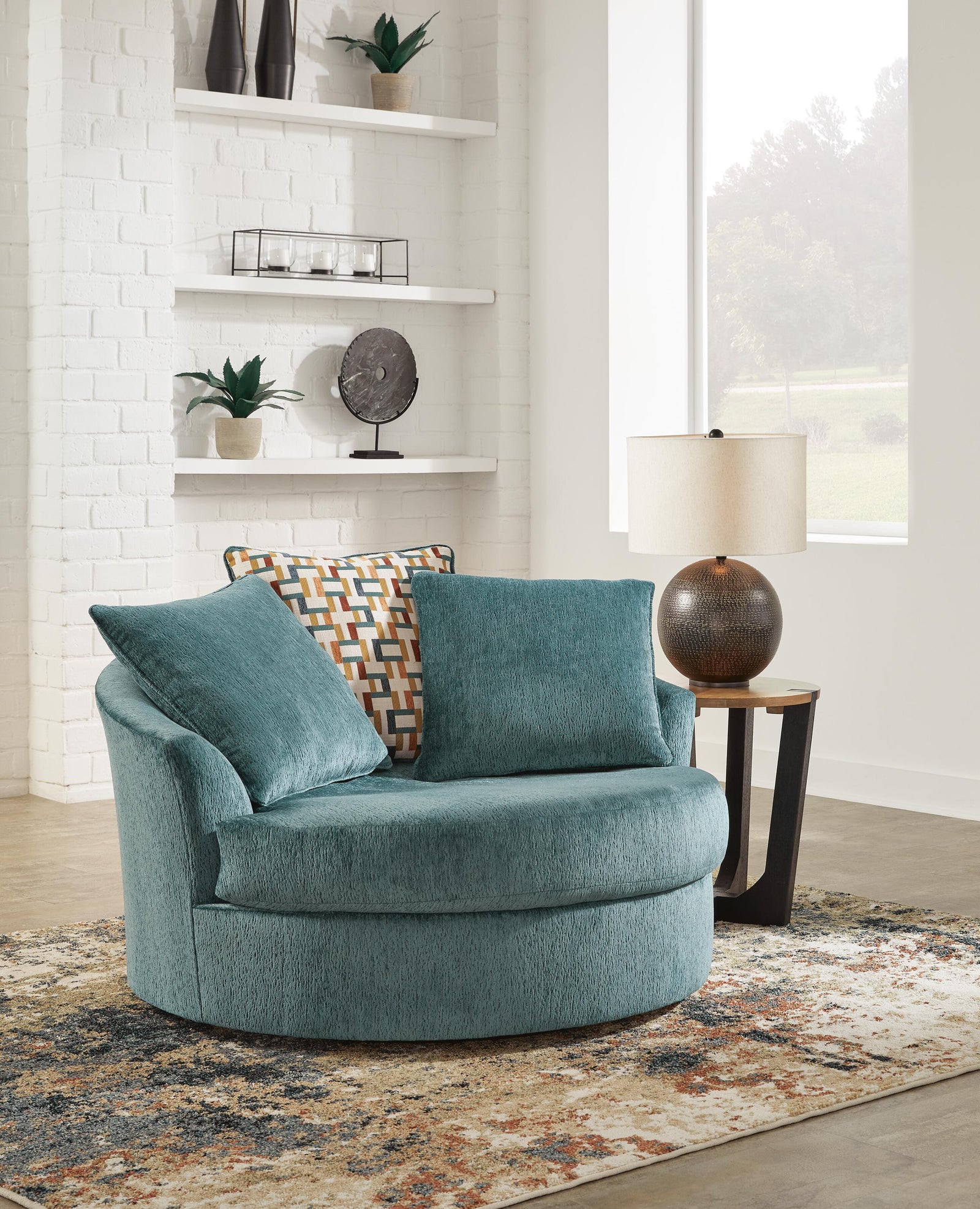 Laylabrook Oversized Swivel Accent Chair - Blue (2)