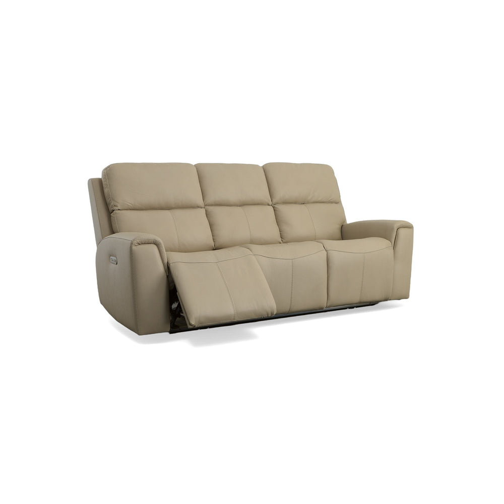 Jarvis Leather Power Reclining Sofa with Power Headrests in Parchment