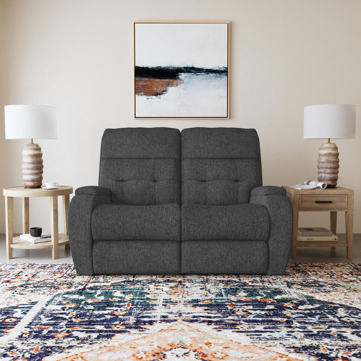 Strait Power Reclining Loveseat With Power Headrests Gray