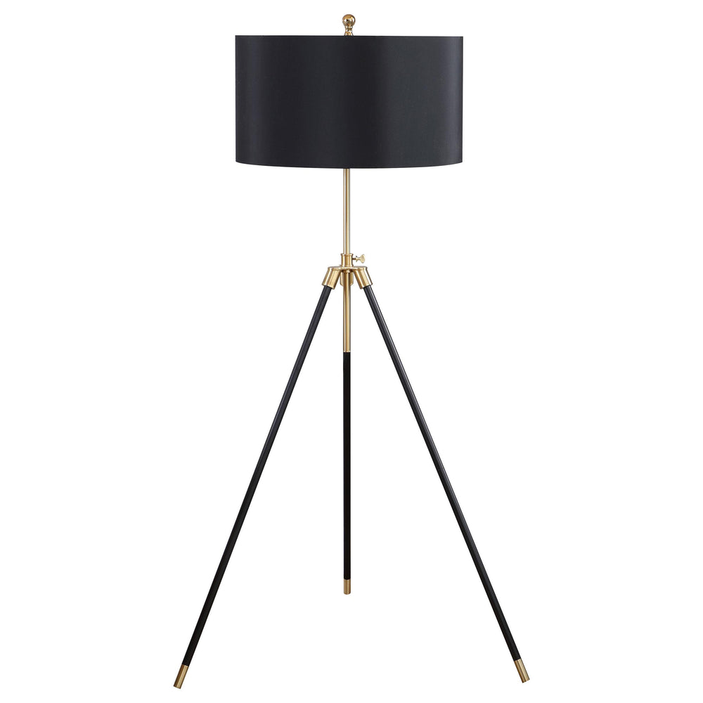 Coaster Furniture 923255 Zabka 63-inch Drum Shade Metal Tripod Floor Lamp Black