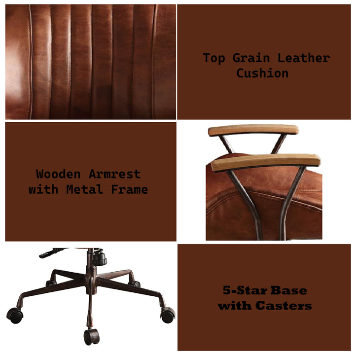 Hamilton Office Chair - Cocoa Top Grain Leather