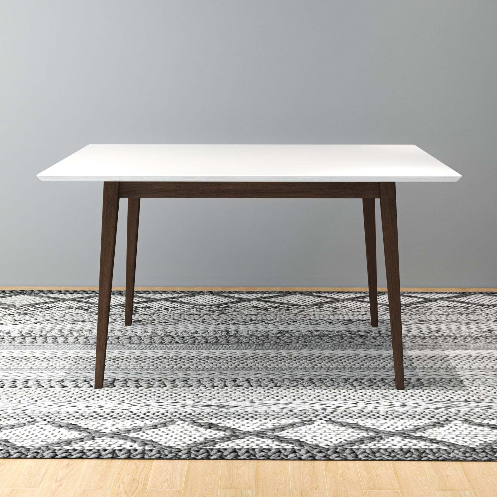 Levi Modern Solid Wood 47" Rectangular Dining Kitchen Table Dark Brown White