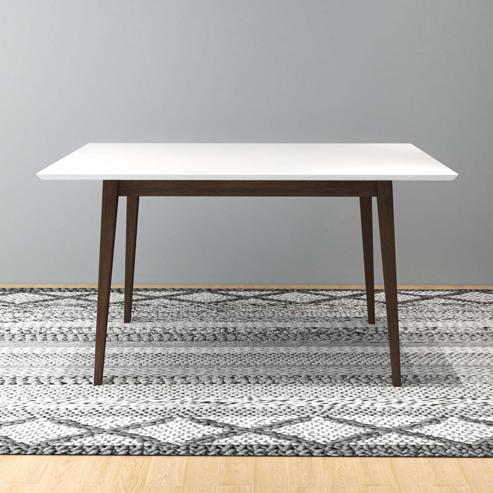 Levi Modern Solid Wood 47" Rectangular Dining Kitchen Table Dark Brown White