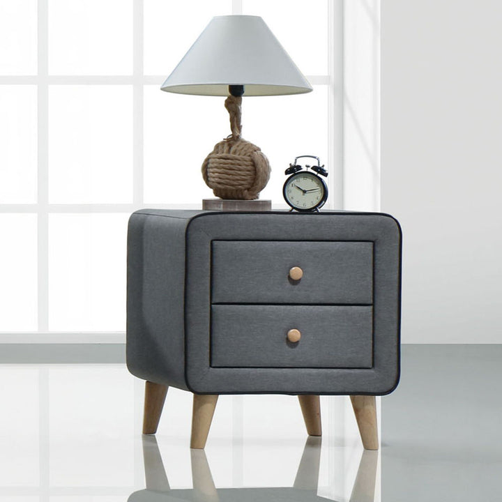 ACME Furniture Valda Nightstand Light Gray Fabric