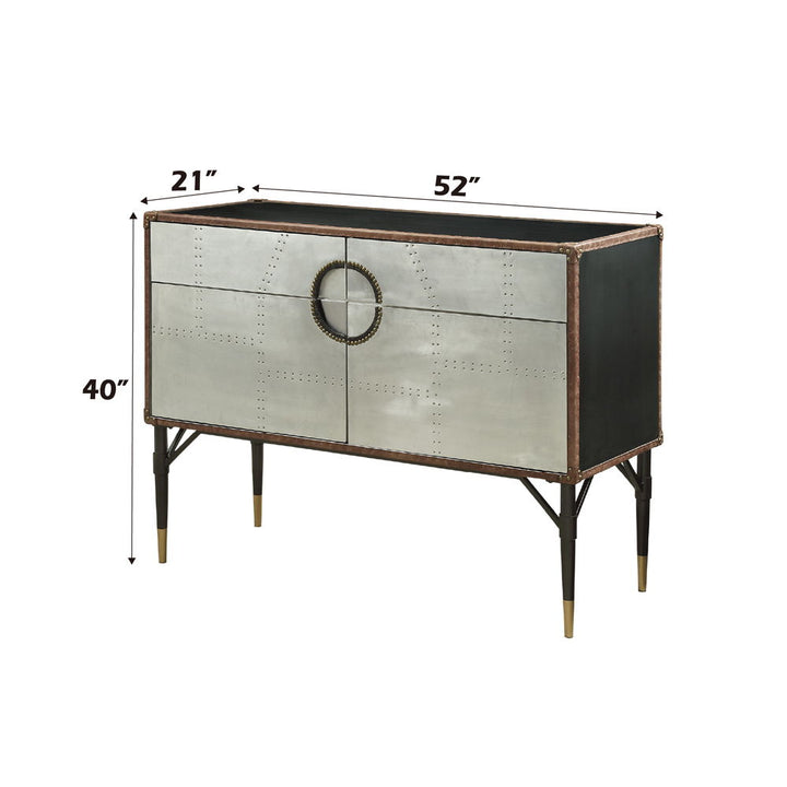 Brancaster - Console Cabinet - Top Grain Leather & Aluminum