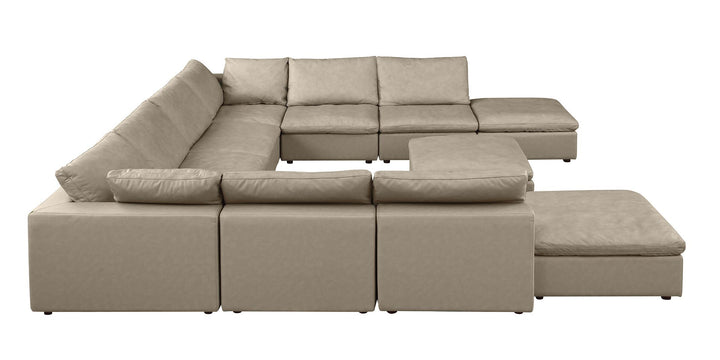 DivanItalia 1100 Top-Grain Italian Leather 11-Piece Sectional with Chaise - Beige