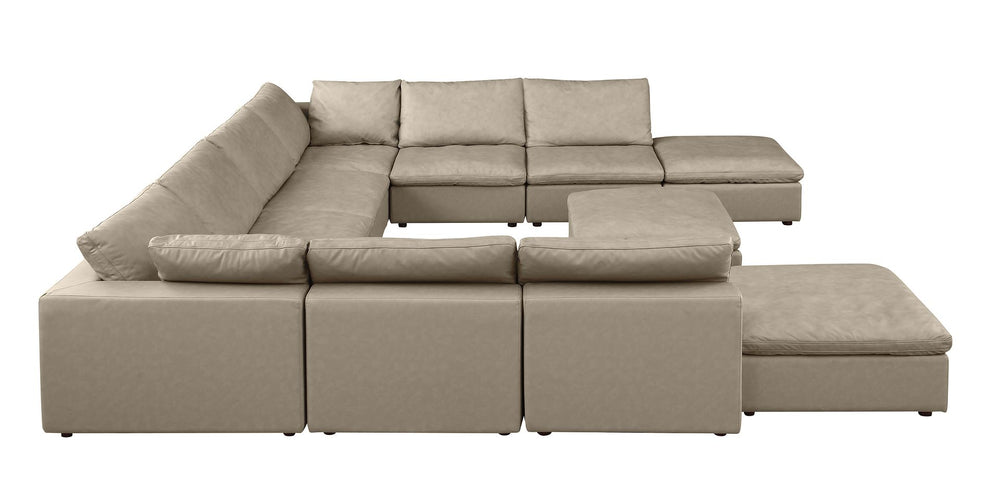 DivanItalia 1100 Top-Grain Italian Leather 11-Piece Sectional with Chaise - Beige
