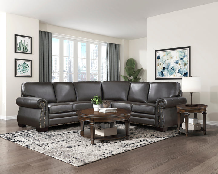 Dark Brown Top-Grain Leather Sectional