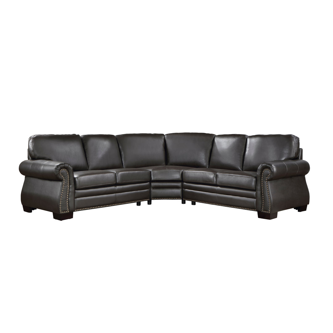 Dark Brown Top-Grain Leather Sectional