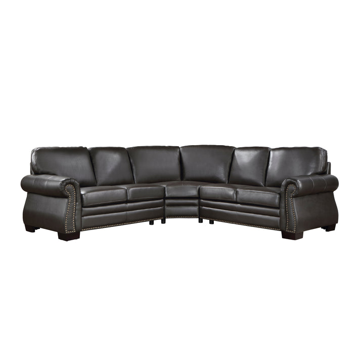 Dark Brown Top-Grain Leather Sectional