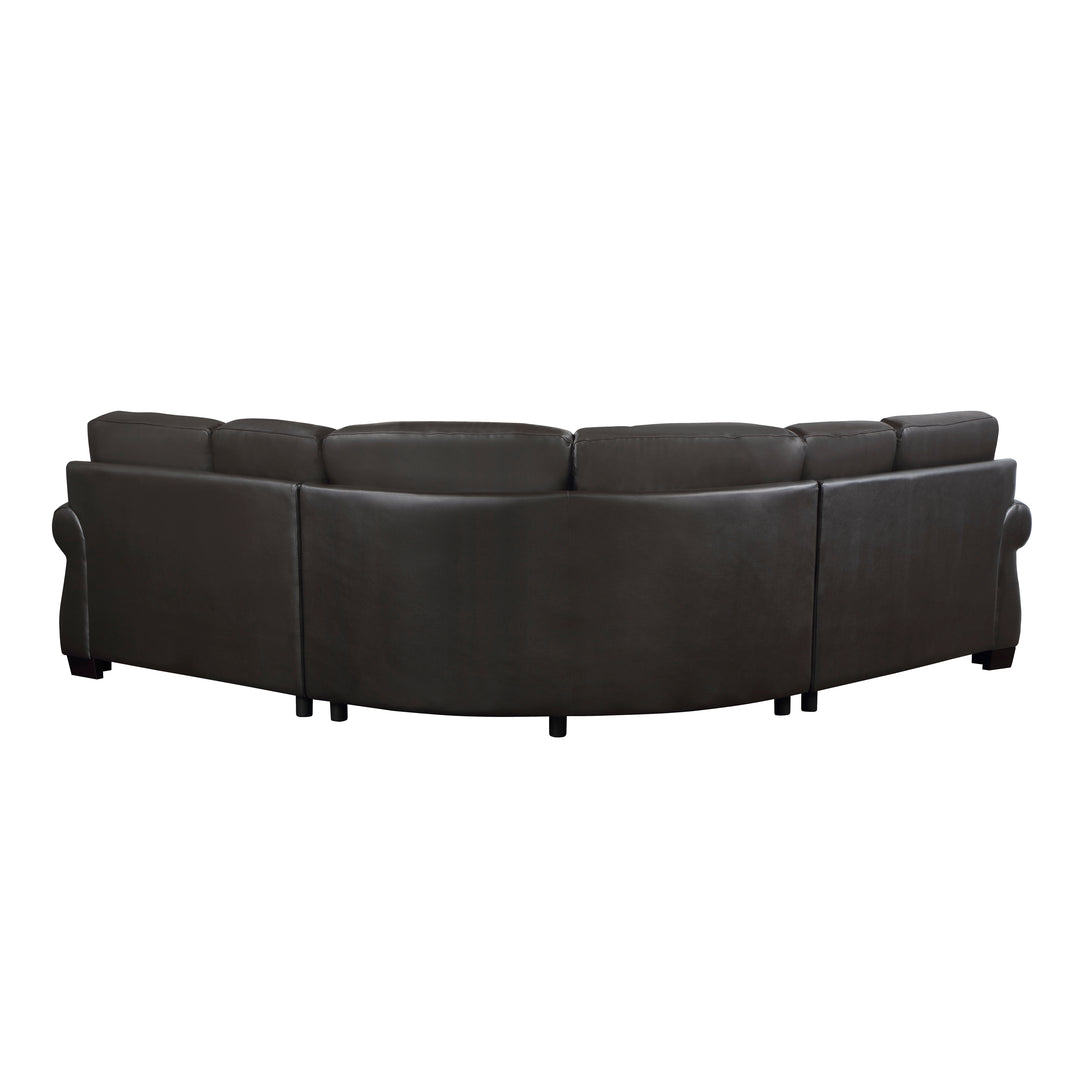 Dark Brown Top-Grain Leather Sectional