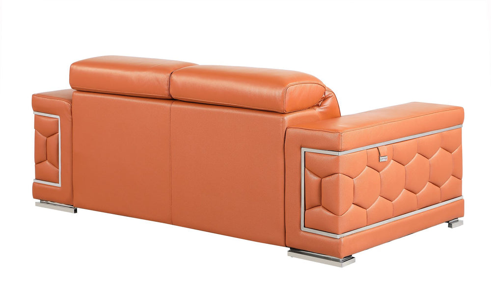 DivanItalia 692 Loveseat with Adjustable Headrest in Top-Grain Italian Leather - Camel