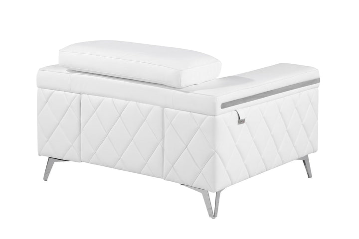 DivanItalia 1140 Chair with Adjustable Headrest in Top-Grain Italian Leather - White