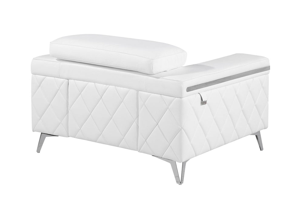 DivanItalia 1140 Chair with Adjustable Headrest in Top-Grain Italian Leather - White