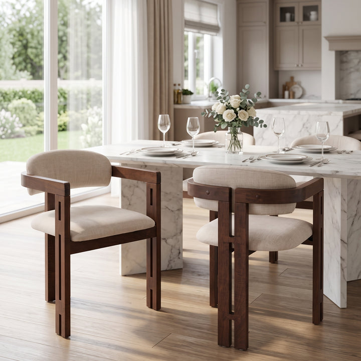 Round Back Solid Wood Dining Chair – Walnut (Set of 2)