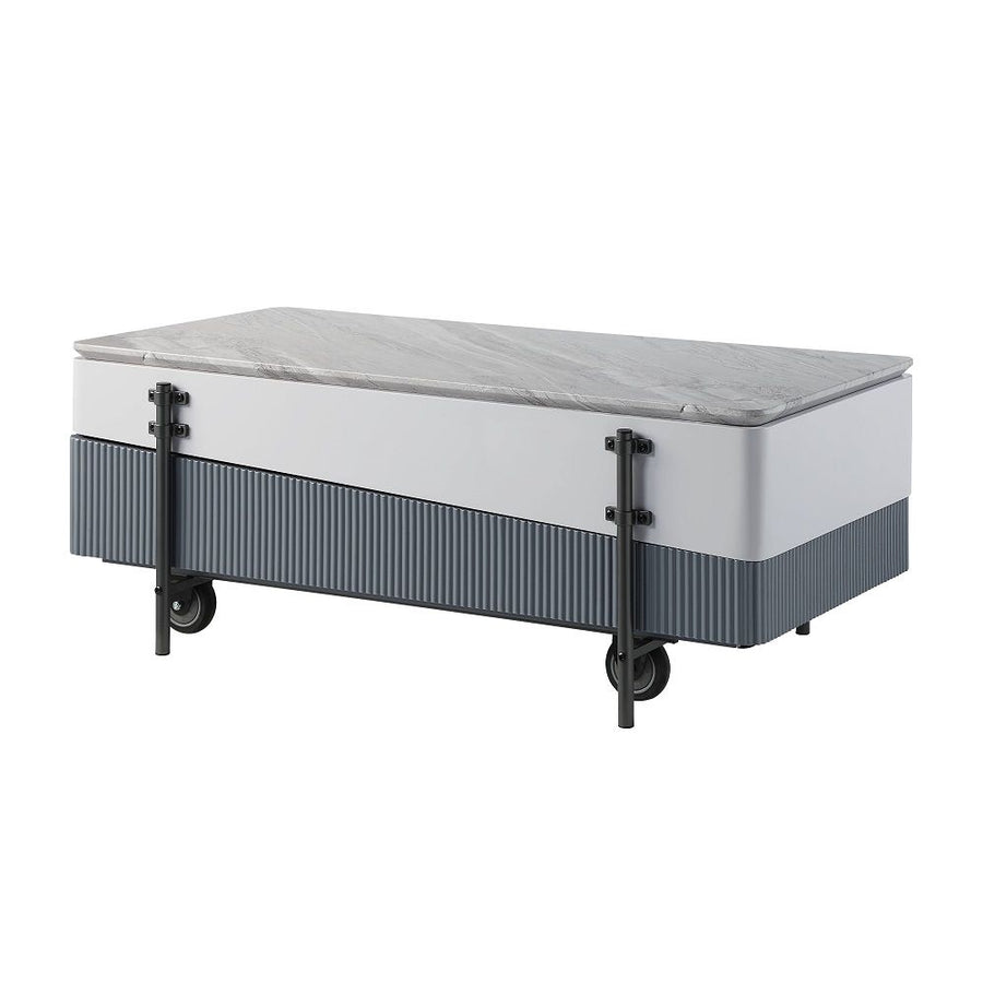 ACME Furniture Wilkins Coffee Table With Lift Top Gray & White High Glo