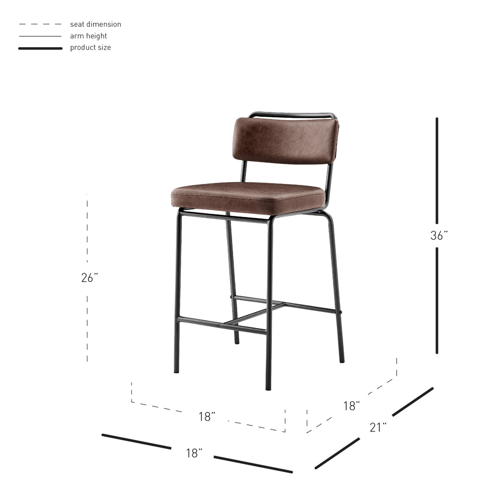 Zander Faux Leather Counter Stool - Toasted Dark Brown - view 2