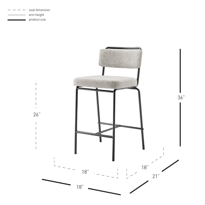 Zander Chenille Counter Stool - Pebbled Cream - view 2