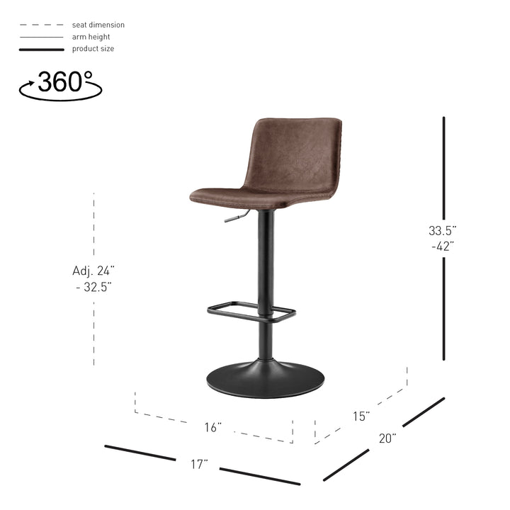 Bruce Faux Leather Gaslift Swivel Bar Stool - Toasted Dark Brown - view 2