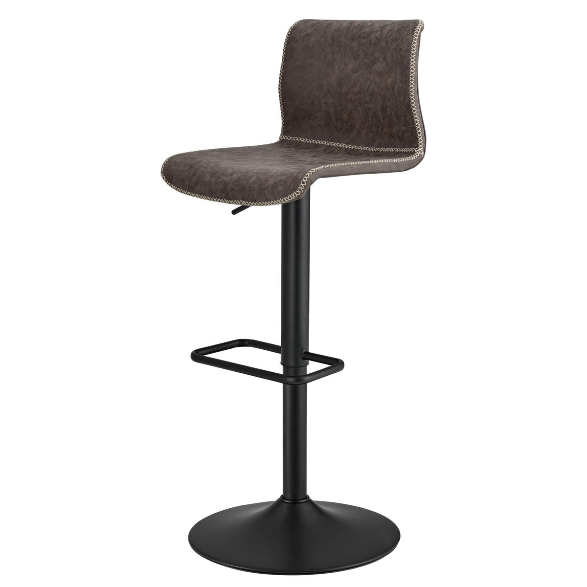 Jayden Faux Leather Low Back Gaslift Swivel Bar Stool - Vintage Coffee Brown