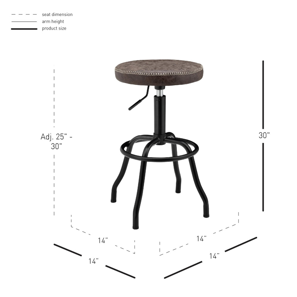 Eaton Faux Leather Gaslift Swivel Bar Stool - Vintage Coffee Brown - view 2